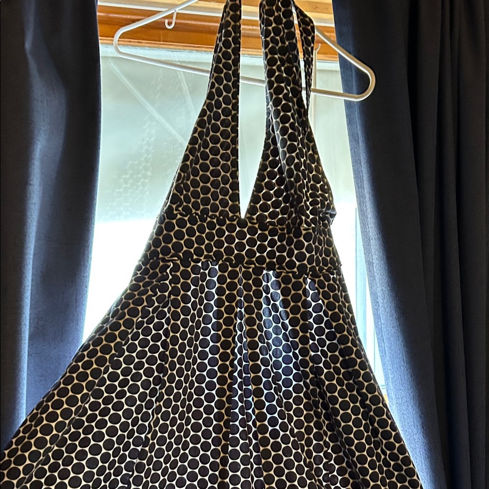 J. Crew navy blue and White Polka Dot Backless Dress